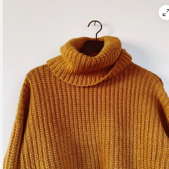 Topshop Chunky Knit‎ Sweater Turtleneck Brown Neutral Acrylic US 0-2 - Picture 3 of 7